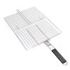 BBQ Grilling Basket Stainless Steel Folding Reusable Heat Resistant Wooden Handle Barbecue Rack for