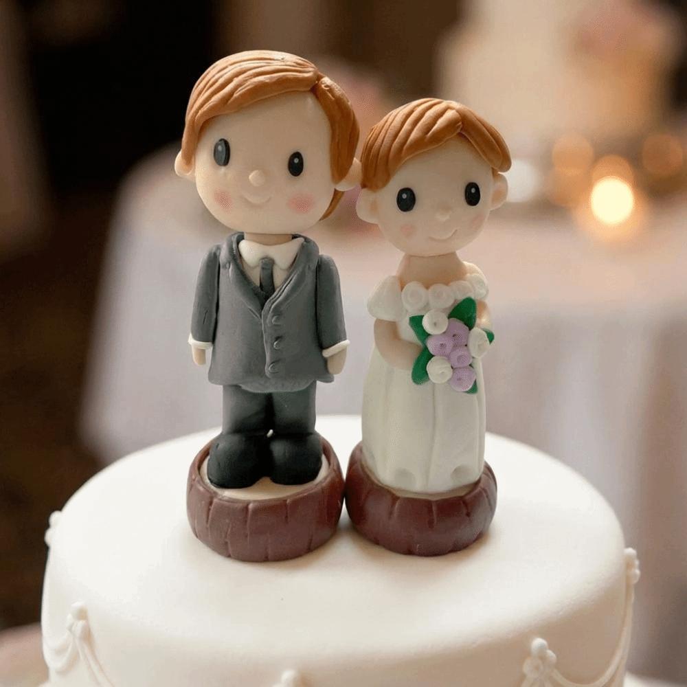 Creative Couple Wedding Cake Topper Elegant Cake Toppers Dolls Bride & Groom Figurines Marry