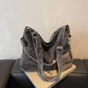 Large capacity chain denim shoulder bag women's new high-end sense child and mother messenger bag casual versatile student tote bag