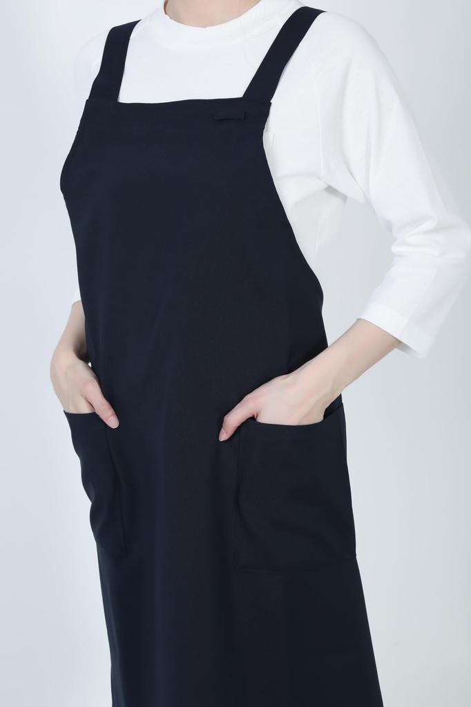 Bib Apron Bib Apron GT7013 Unisex Stretch Restaurant Uniform Navy L [Seven Uniform] H-Shaped Water-Repellent Oil-Repellent Quick-Drying