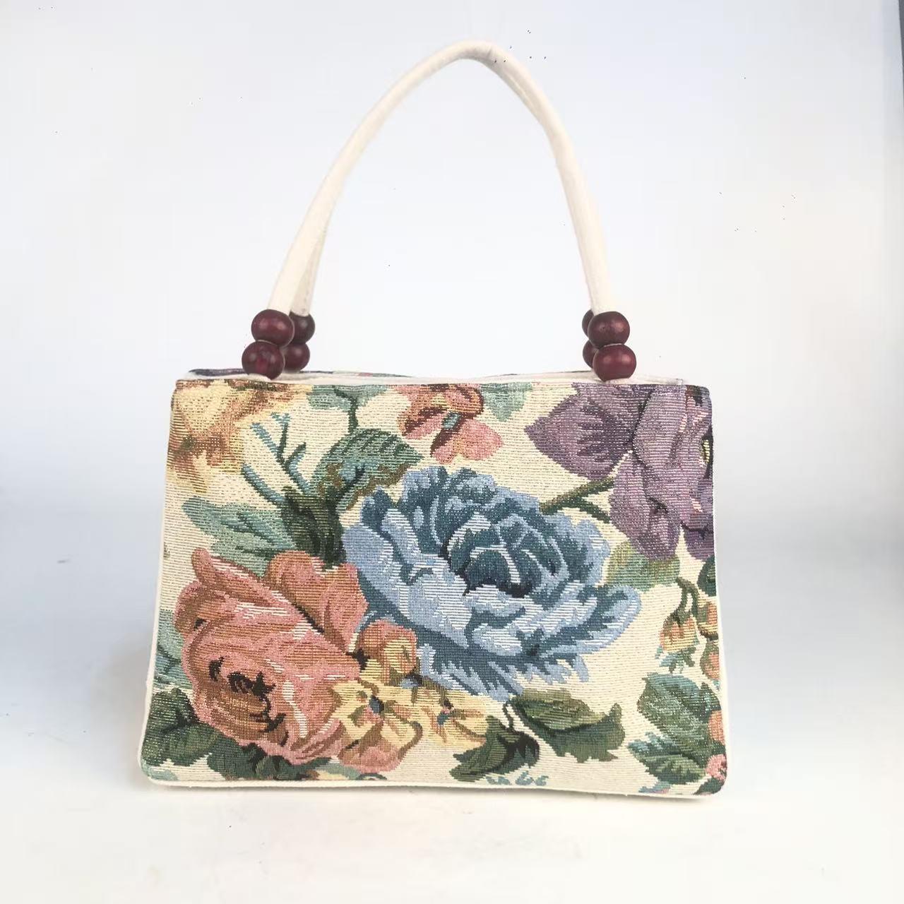 

Этническая холщовая сумка-тоут с изображением слона: Вязаная, Вышитая, Большая Вместимость, Повседневная Сумка для Женщин