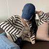 Striped Round Neck Knitted Cardigan for Women Autumn Loose Outerwear Women Short Sweater Coat Winter Elegant Slim Fit Vintage Cardigans Jackets 24916