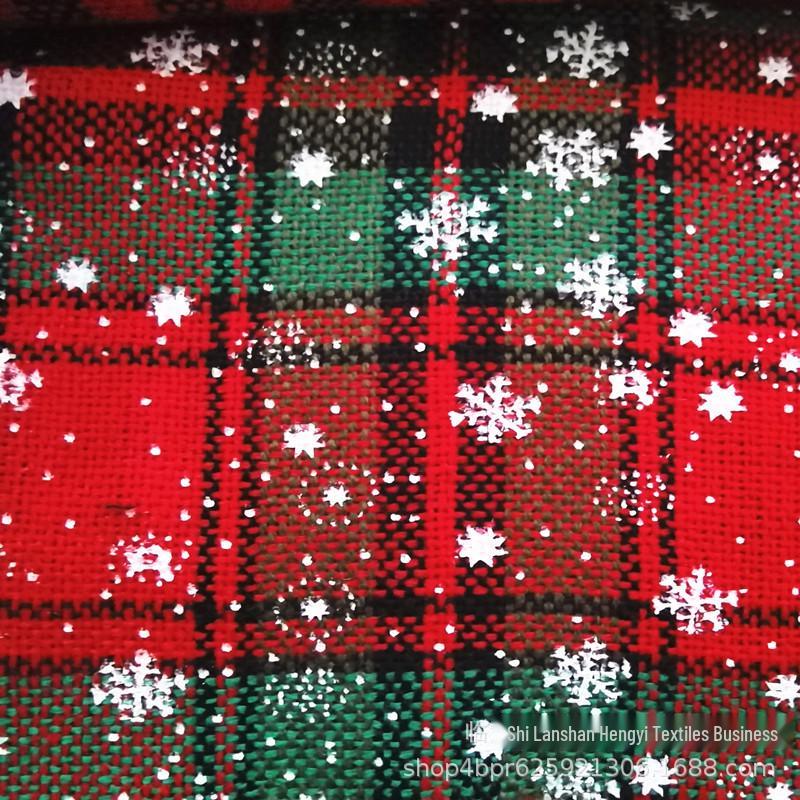 Acrylic Cashmere Plaid Snowflake Christmas Tablecloth Fabric