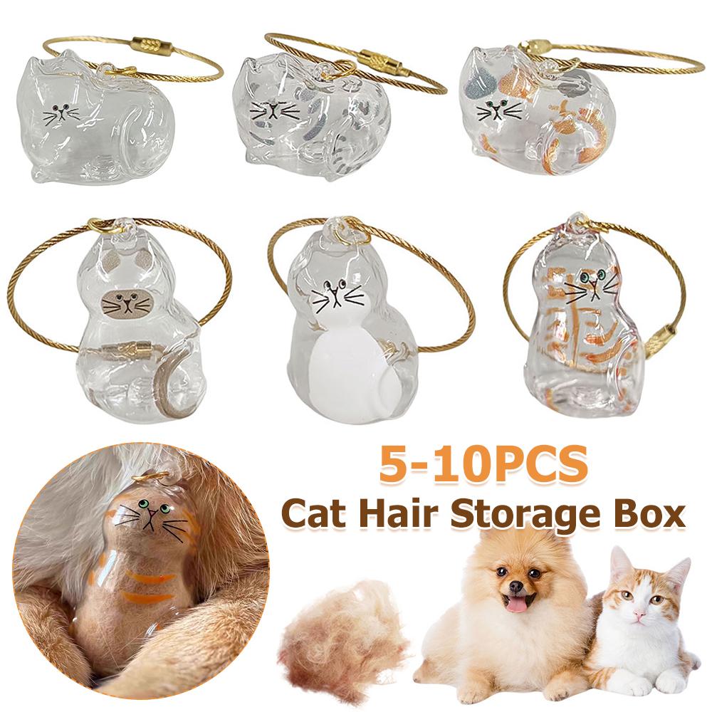 Katzen Schlüsselanhänger Transparenter Katzen Schlüsselanhänger Haarspeicherflasche Haarspeicherbox für Haustiere Katzenhaarspeicher Kapsel Schlüsselanhänger für Tierliebhaber