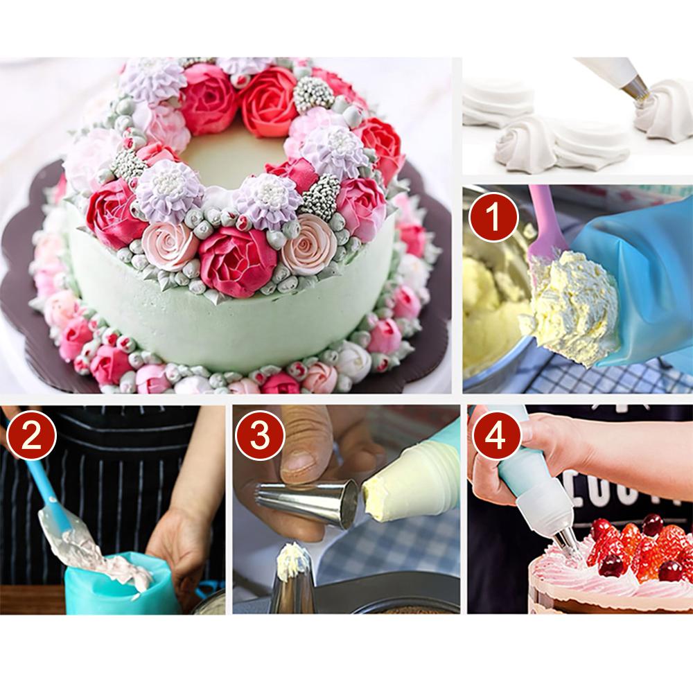 1pc Gadgets de cuisine Crème Pâtisserie Sac Accessoires de pâtisserie Bricolage Décoration de gâteau Qualité alimentaire Eva Poches à douille réutilisables