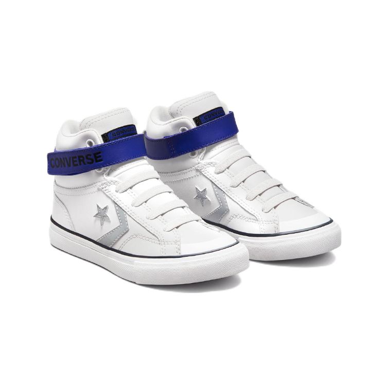 Converse Pro Blaze Strap Casual Durable High-Top Skate Shoes Kids Sneakers Silver Gray 672123C