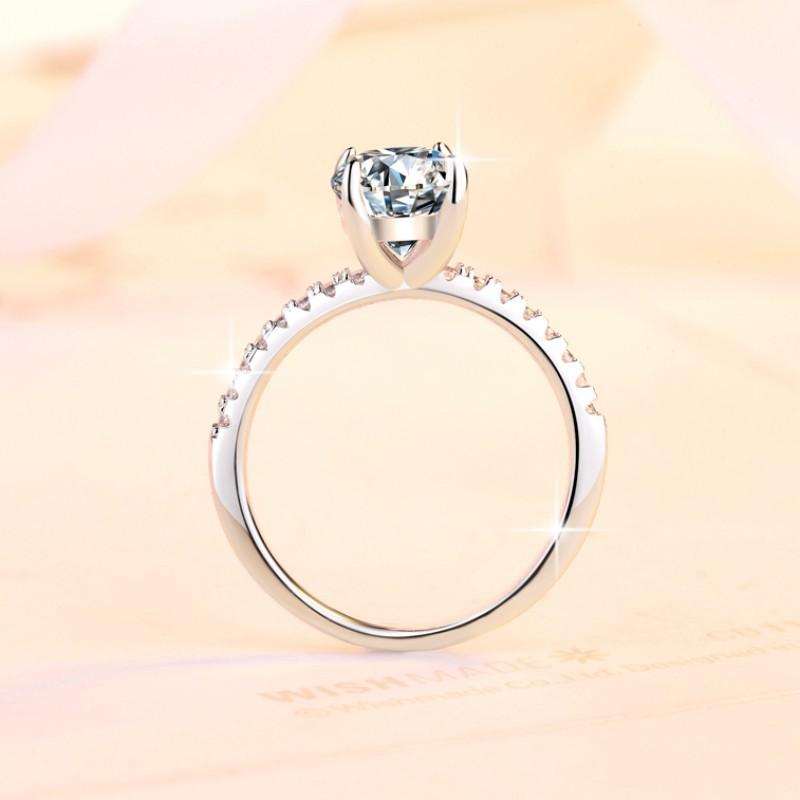 D Color Moissanite Ring 2ct Pigeon Egg Oval Simple Fashion Jewelry S925 Sterling Silver Engagement Ring Wedding Ring Gift for Girlfriend