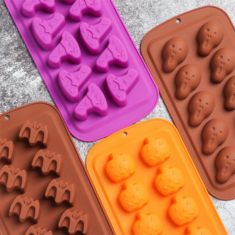3D Cake Mold Halloween Skull Wizard Hat Pumpkin Shape Candy Chocolate Mold DIY Baking Cake Decorating Tool