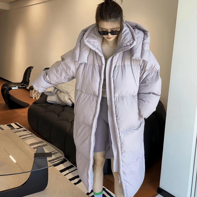 New Winter Puff Soft Cotton Jacket for Women, Mid-length Over-the-knee Large Quilt, Casual Loose Thickened Jacket