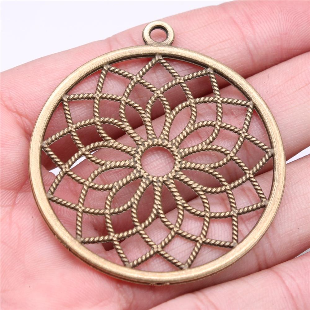 2pcs Big Size Round Hollow Flower Charms Pendant For Jewelry Making Necklace Earring Making