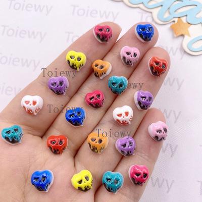 50pcs Resin Painted Halloween Decor Mini Colorful Skull Art Nail Flatback Rhinestone Applique DIY Wedding Scrapbook Decor Crafts