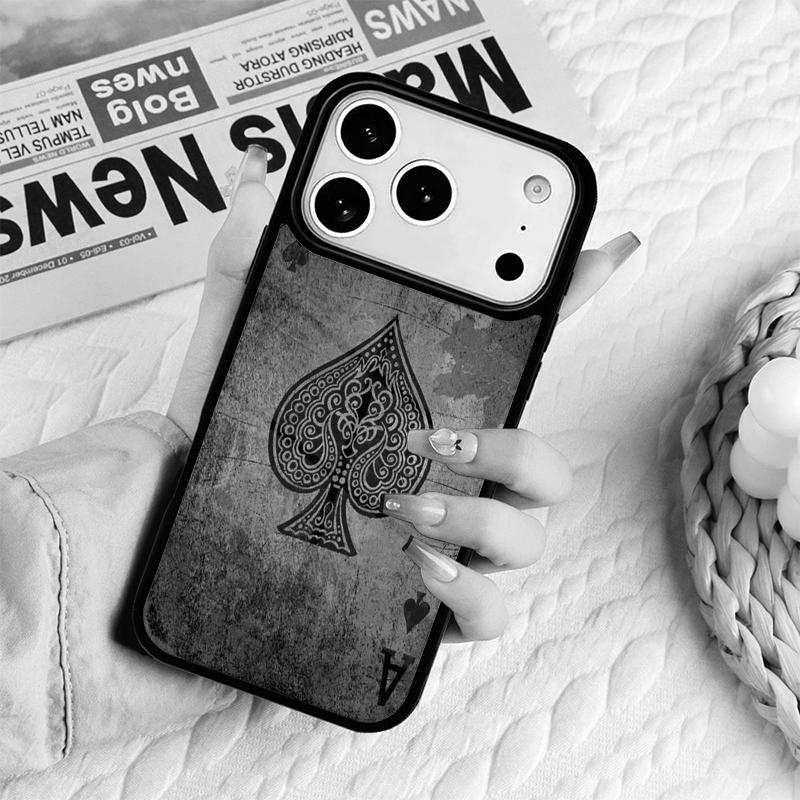 Spades Poker Play Cards Ace Art Phone Case For IPhone 17 16e 15 14 13 12 11 Pro Max Air Mini Soft Protective Cover