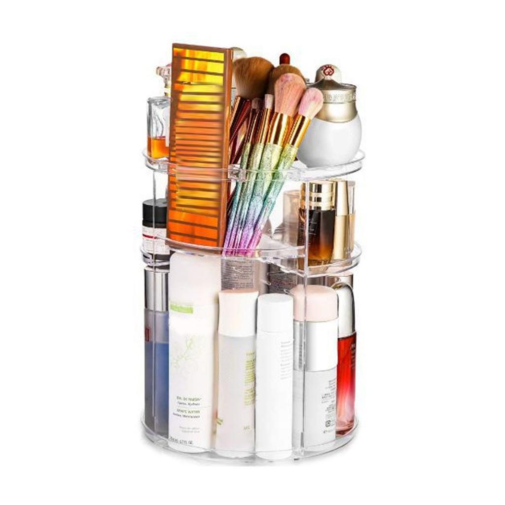 Elegant Makeup Storage Rack 360 Rotating Organizer with Multiple Layers for Cosmetics Beauty Products Display Stand