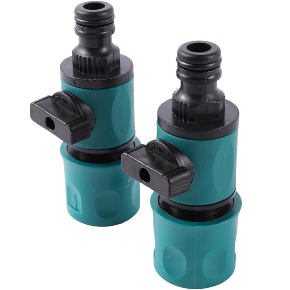 

PLEAVIT Faucet Hose Connector Joint, Stopcock, Sprinkler Valve, One-Touch, with Intermediate Cock, for Watering and Gardening, Set of 2