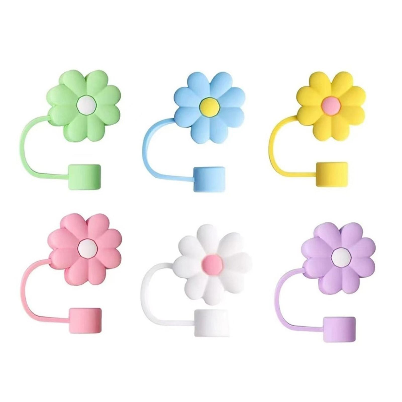 

Flower Shaped Silicone Straw Cap Cover Flexible Straw Protector for Reusable Drinking Straws Compatible with Stanley Cups and Bottles one size