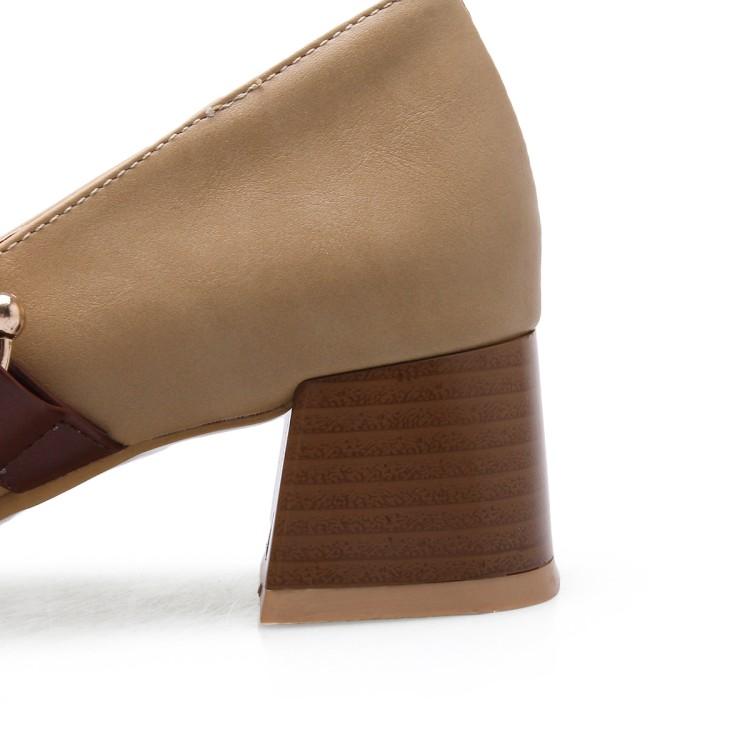 Women's High-heeled Single Shoes Spring and Summer New Thick Heel Large Size Light Mouth Low-top Shoes Simple Four-season Shoes