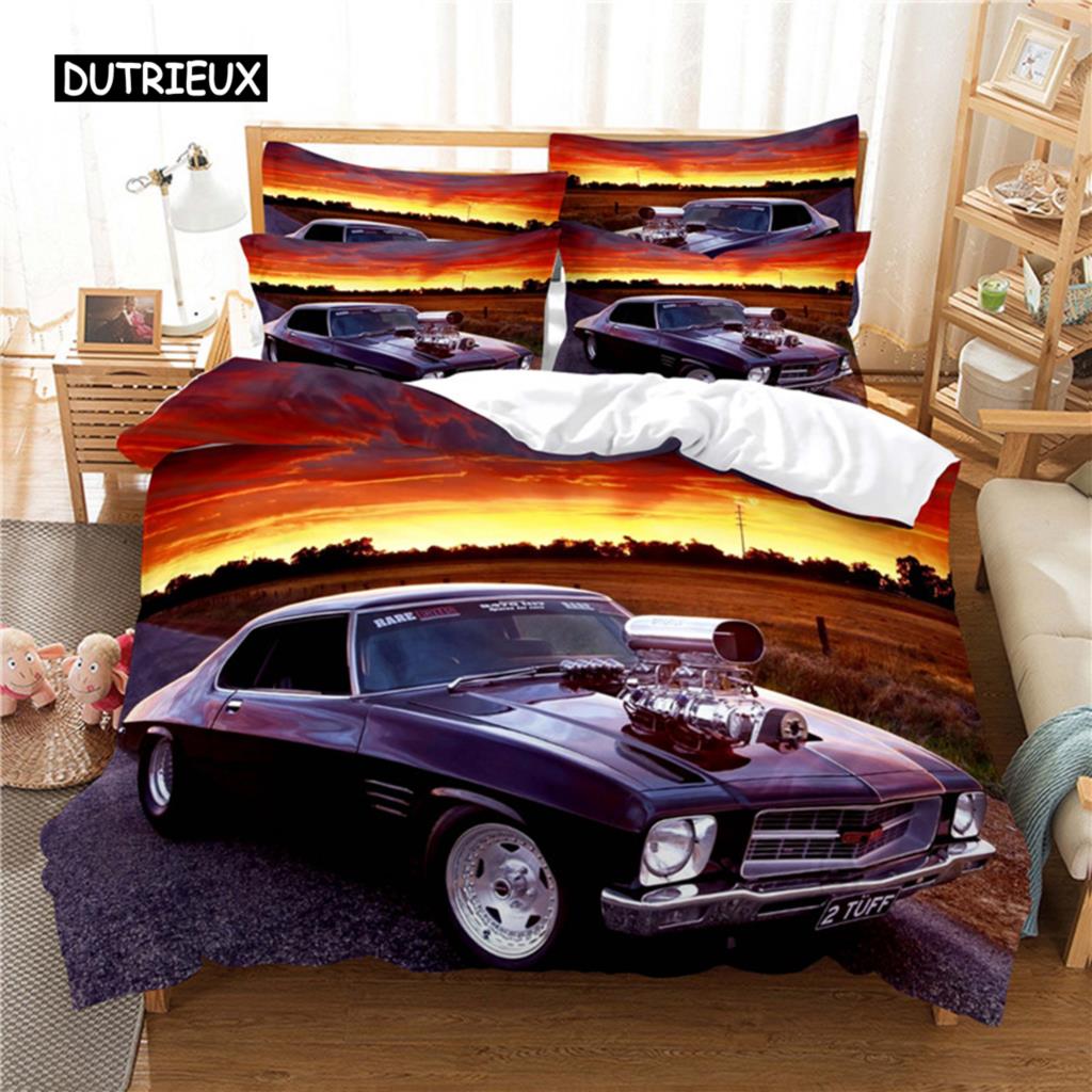 Roadster Sengetøysett Dynetrekksett 3d Sengetøy Digitaltrykk Sengetøy Queen Size Sengetøysett Motedesign
