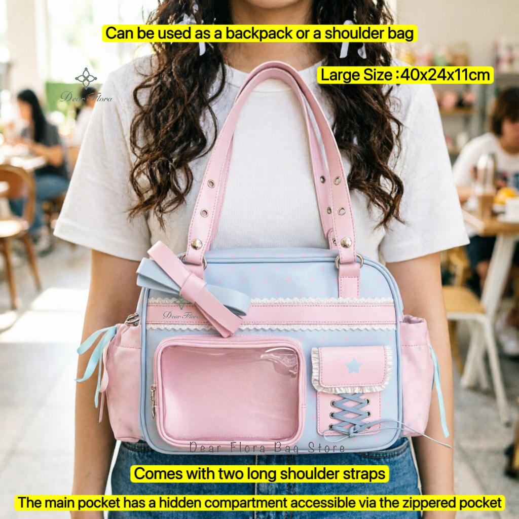 Neuer Y2K Süßer Itabag Comic-Ausstellung Rucksack mit großem Fassungsvermögen Süßes Mädchen Transparente Umhängetasche DIY Abzeichen Display Umhängetasche