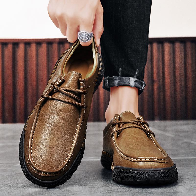 Fashion2024 New Lace-Up Male Shoes Vintage Men's Business Footwear All-match Men Casual Walking Shoes Leather Fashion Wedding Shoes Men