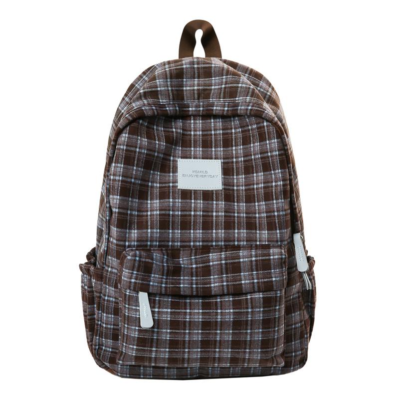 

Клетчатый школьный рюкзак для учеников средней школы, женский, в стиле колледжа, классный рюкзак Small синий/коричневый