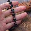 Gun Black Vintage Stainless Steel Skull Beaded Bracelet for Men Gothic Gift Wooden Box Packing