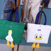 Japan And Korea Cute Duck And Duck Canvas Bag Casual Handbag Student Bag Shoulder Portable Tote Storage Bag