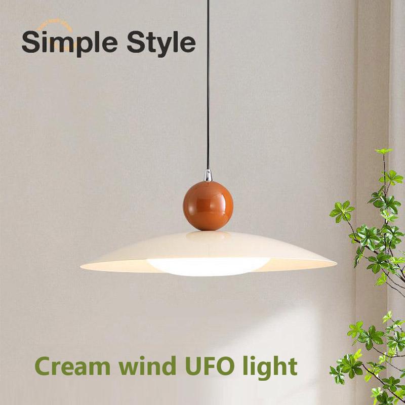 

Nordic LED выдвижной подвесной светильник кремового цвета с летающей тарелкой для гостиной, спальни, ресторана, внутреннего освещения