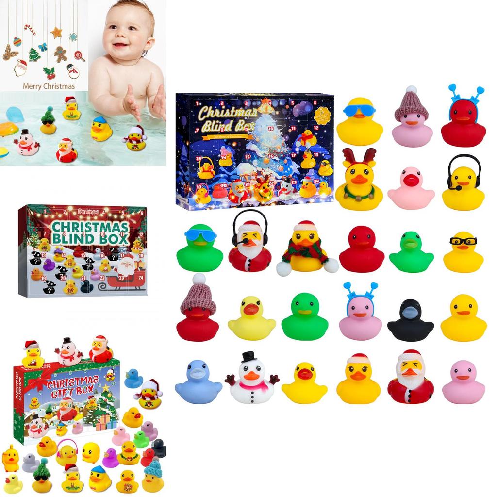 Lustiger 24 Tage Weihnachts-Countdown-Kalender Blind Box Vinyl Enten Spielzeug Set für Weihnachtsfeiern und Sammler