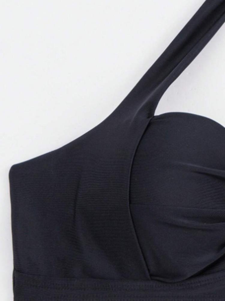 Solid Bikini Set Women Swimsuit Two-Piece High Waisted Backless Female Swimwear Bathing Summer Fashion Vacation Beachwear