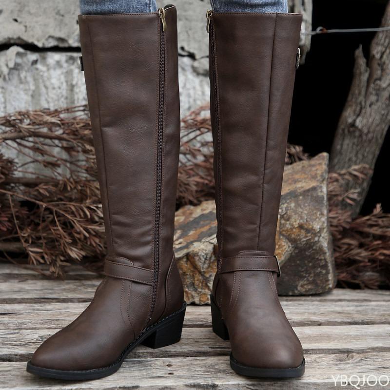 

Men Women Spring Autumn Boots Comfortable NonSlip Fashion Retro Minimalist Pleated Buckle Shoes Fashionable Versatile Woman Non Slip Thick Heel 42