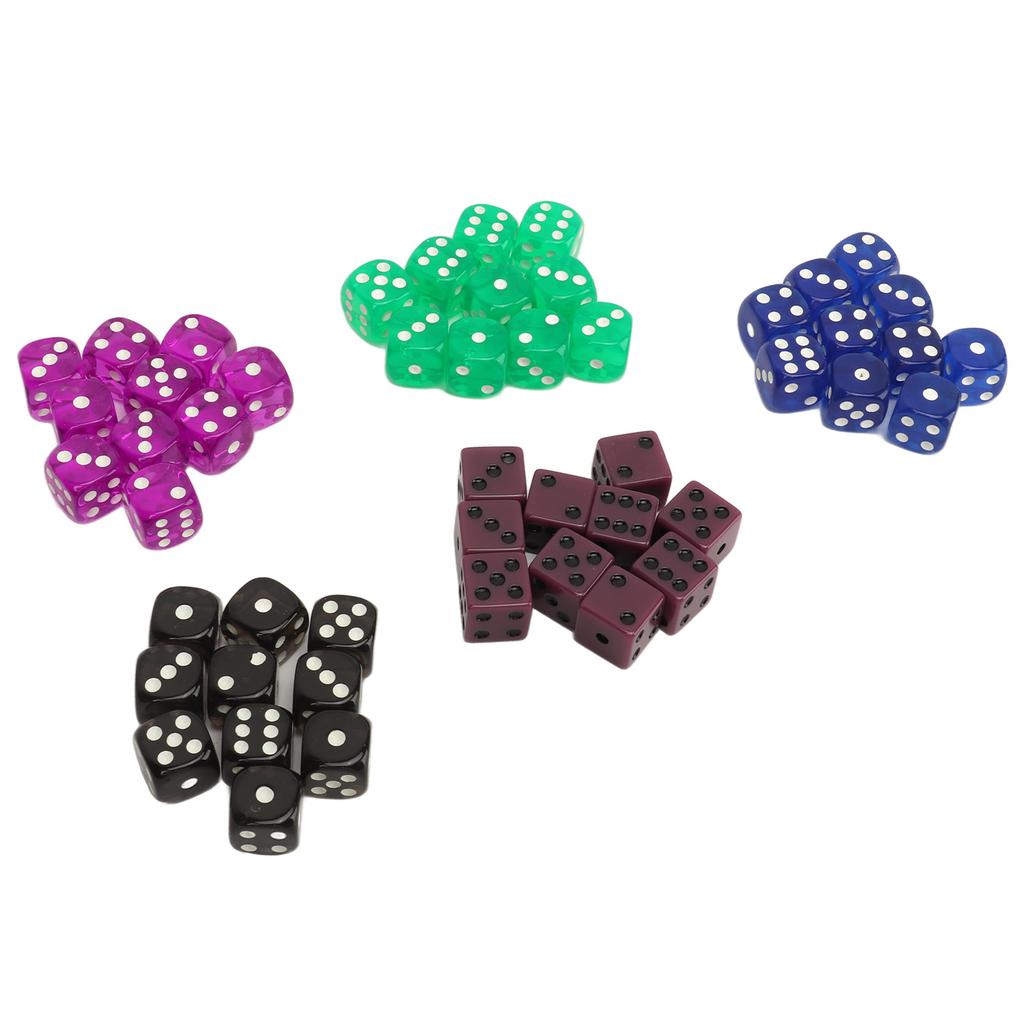 50PCS Dice Set 0.6 Inch Plastic Translucent 6 Sided Round Corners Dice Cubes for Table Games Board Games
