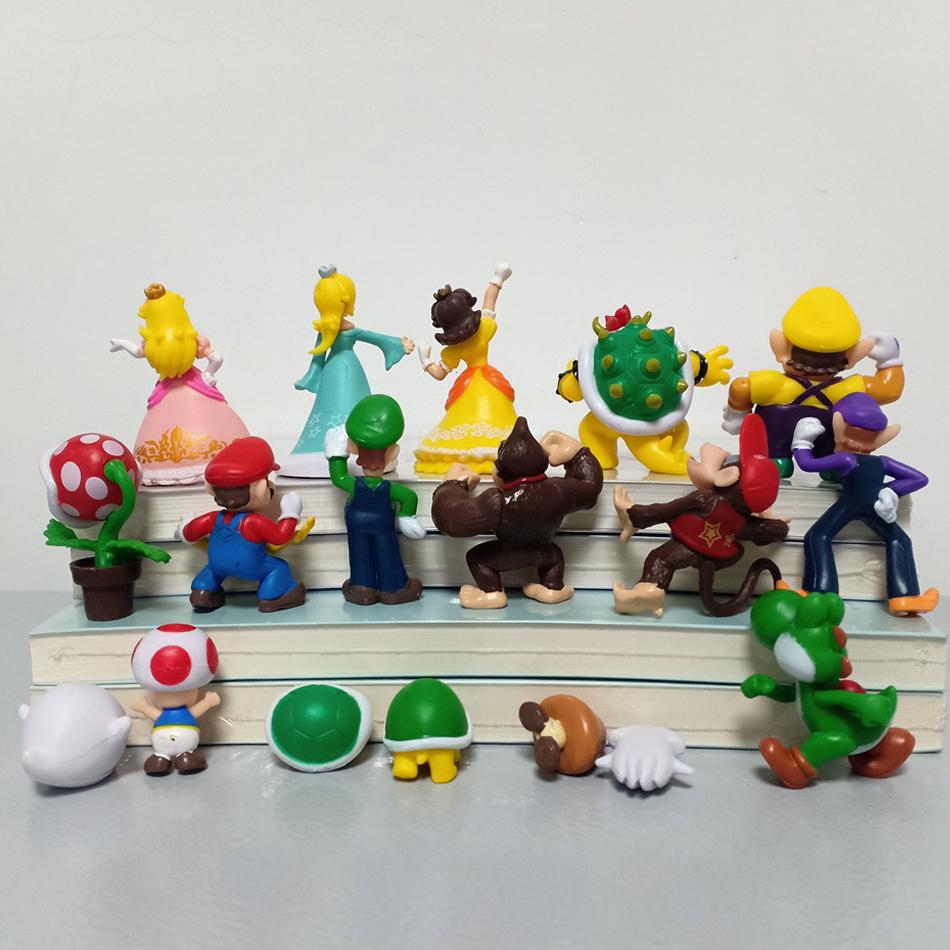 5-18Pcs/Set Super Mario Bros Pvc Action Figure Toys Dolls Model Set Luigi Yoshi Donkey Kong Mushroom  Holiday Gifts
