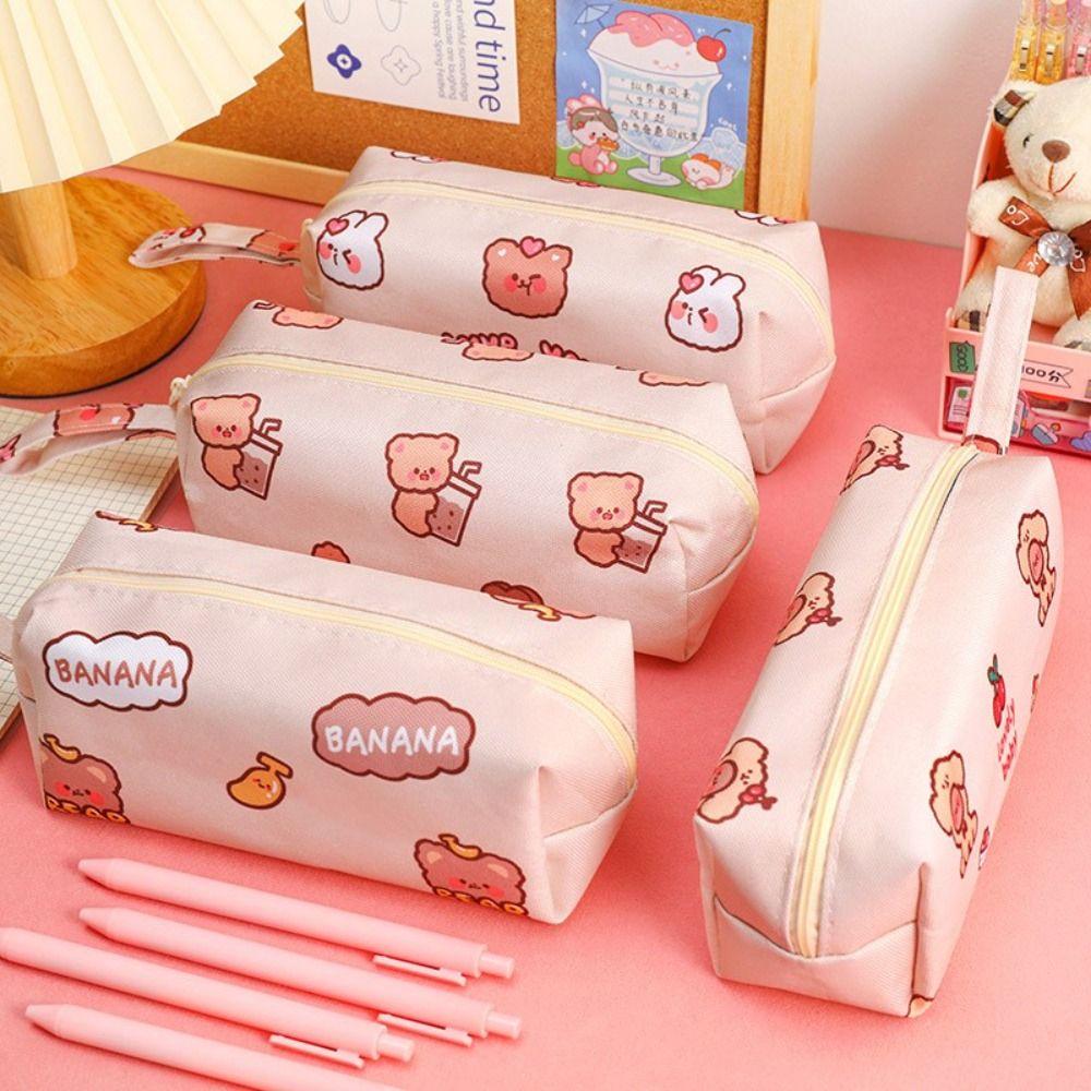 

Storage Bags Large Capacity Bear Pattern Comestic Bag Stationery Bag Pencil Case Pencil Pouch B
