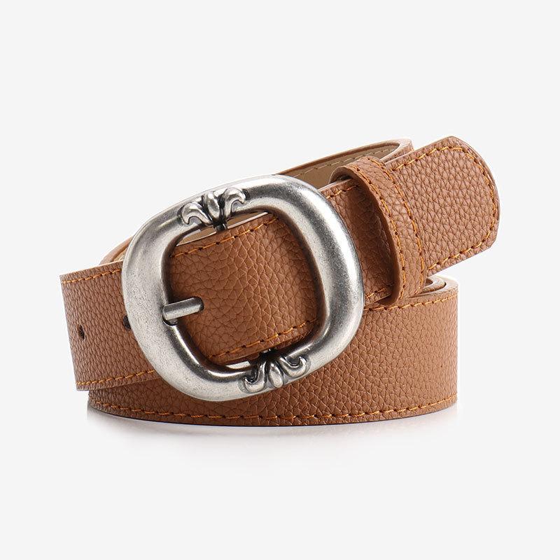 Leopard Pattern Leather Belt With Electroplated Buckle For Casual Women