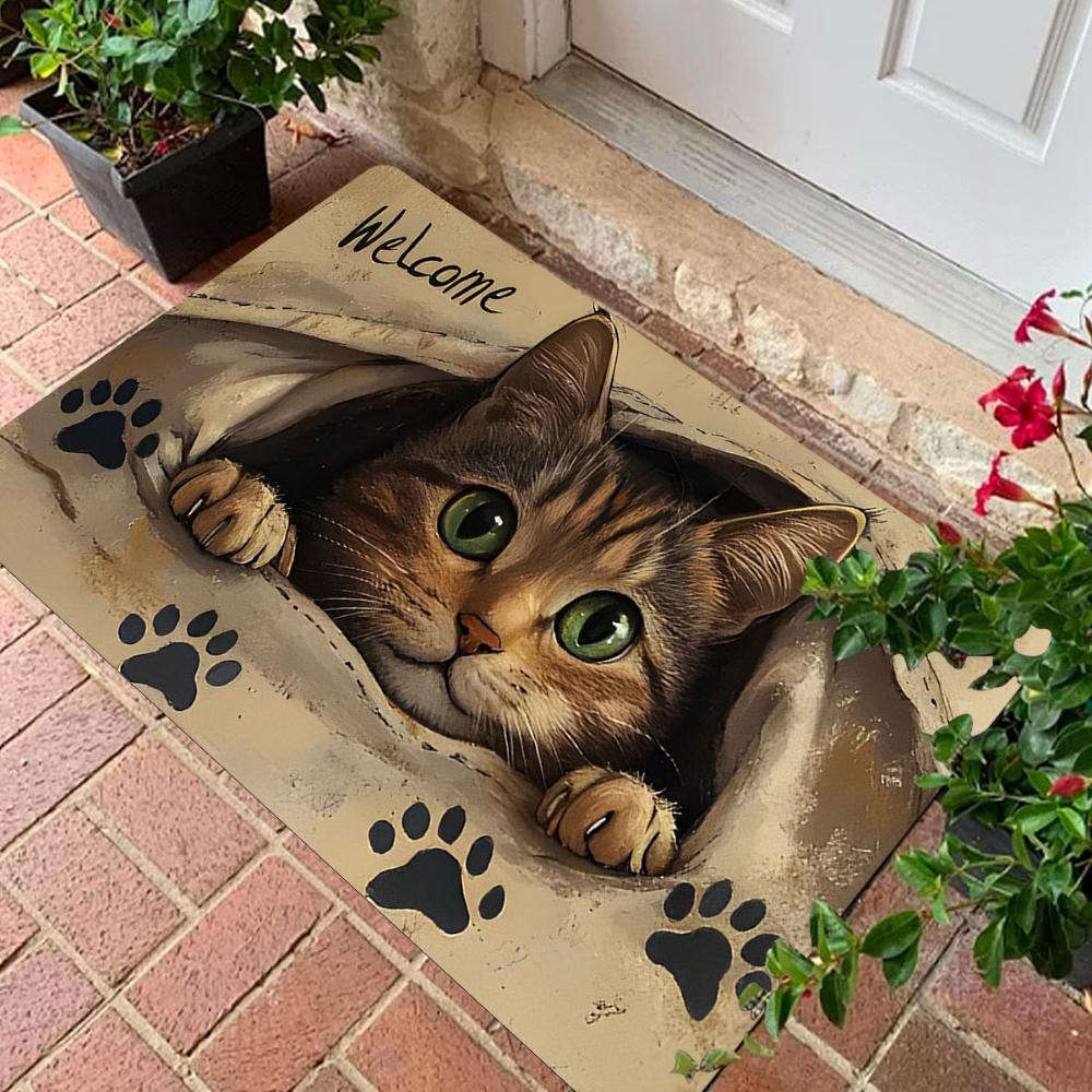 1 Stück "willkommen " Katze Fußmatte WILLKOMMEN Teppich Wohnzimmer Schlafzimmer Eingang Fußmatte Außen Rutschfeste Bodenmatte Sofa Fußmatte Küchenmatte