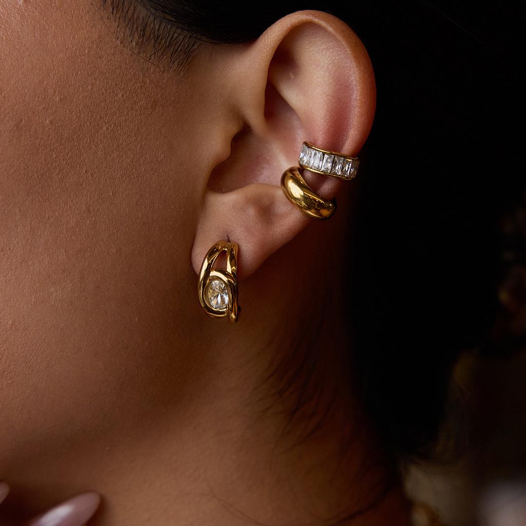 Stainless Steel Earrings - Luxurious and High-end Ear Accessories Featuring Diamonds. Titanium Steel Jewelry for Women.