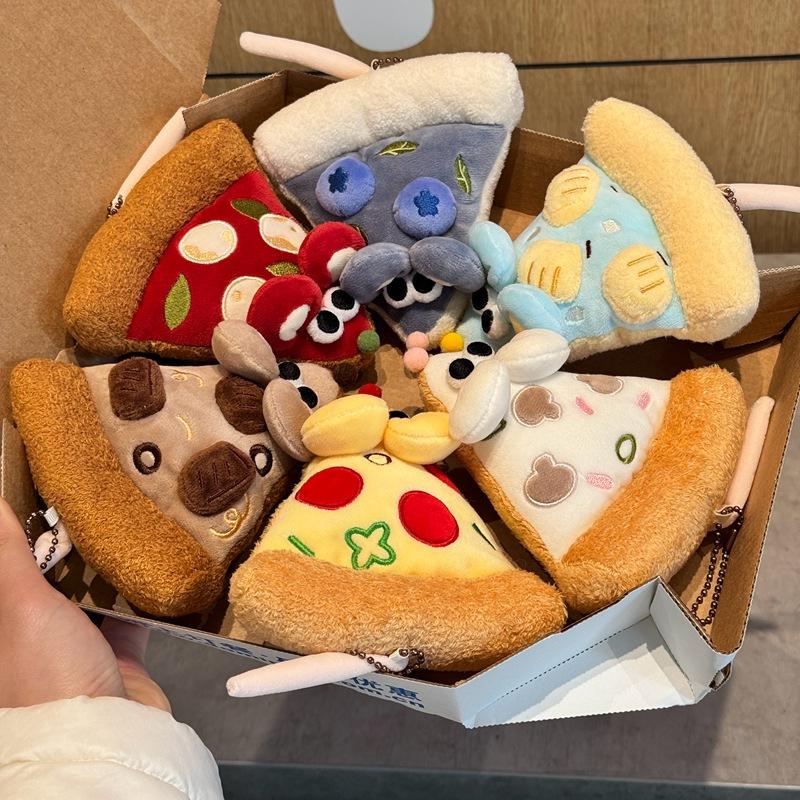 Adorable Pizza Slice Plush Cute Toy Doll Kawaii Food Keychain Soft Stuffed Bag Charm For Daily Use