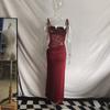 European and American Spring Women's Sexy Lace Splicing Hollow Perspective Strap Dress