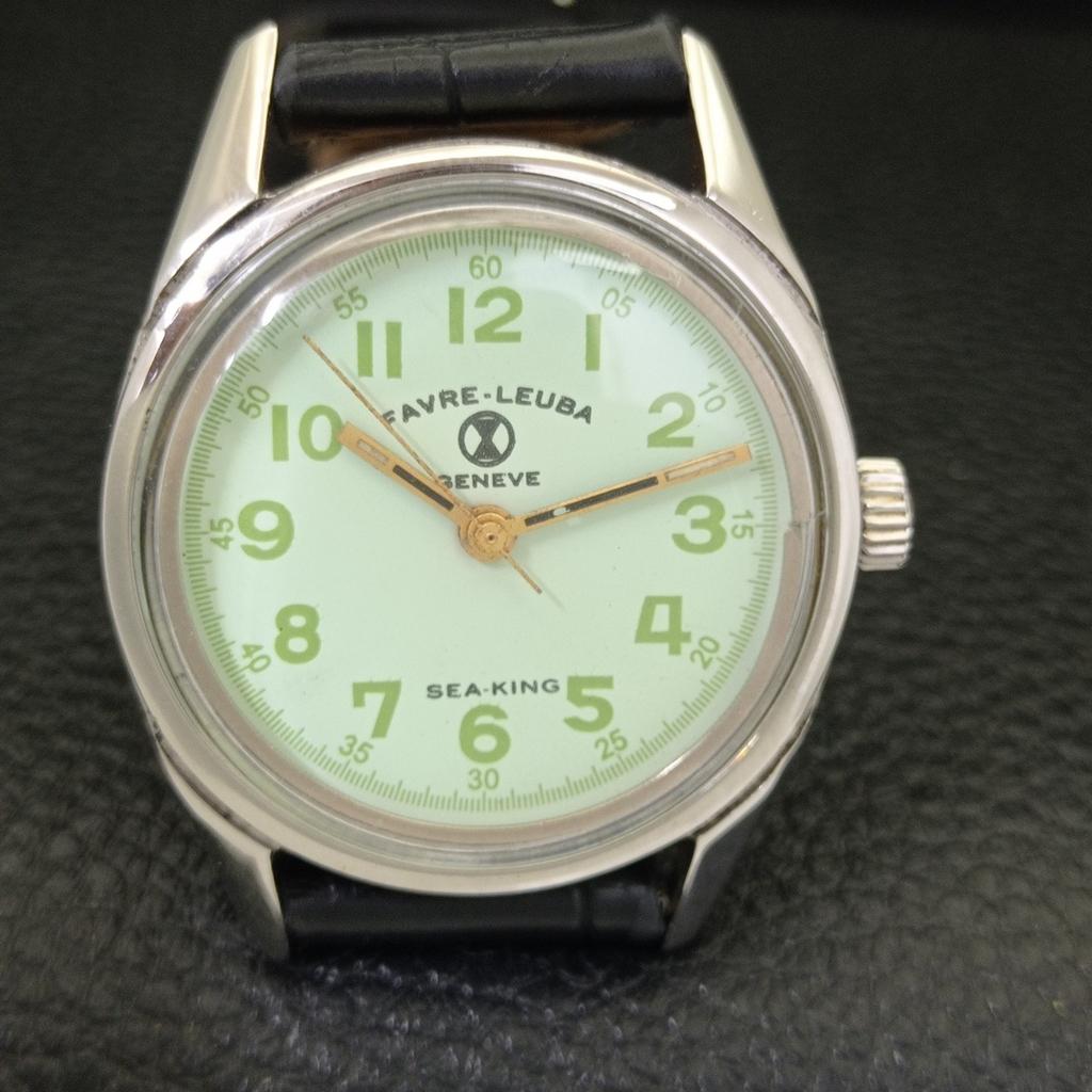 FAVRE LEUBA SEA KING VINTAGE HAND-WINDING SWISS MENS SIGN CASE WATCH A702021-5 R208-a702021