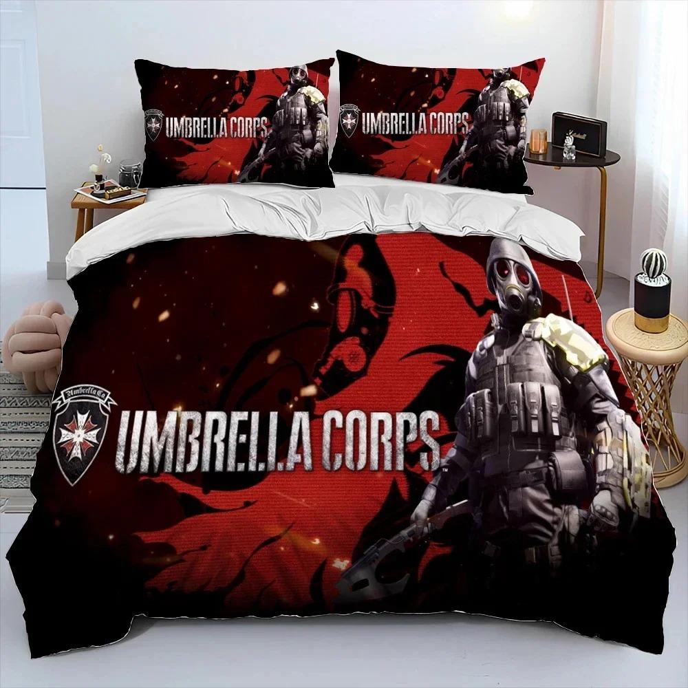 3D R-Resident Evil Games Gamer Comforter Bedding Set,Duvet Cover Bed Set Quilt Cover Pillowcase,king Queen Size Bedding Set Boys