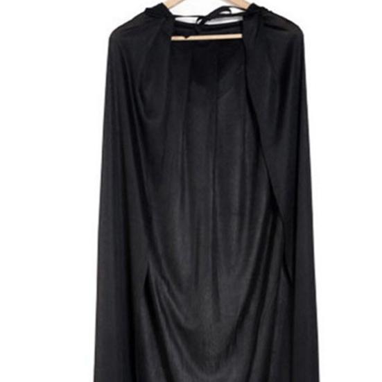 Kapüşonlu Tek Kat Çocuk Pelerin Ceket Yaka Bağcıklı Uzun Cadılar Bayramı Pelerini Cadılar Bayramı Kostümü