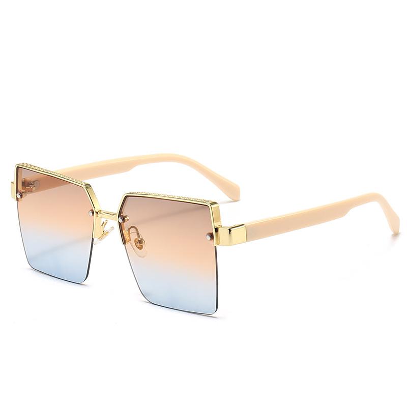 Cool Square Sunglasses, Metal Half-Frame Sunglasses, Sunshades