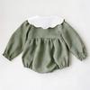Spring Cotton Linen Infant Girl Romper Long Sleeve Embroidered Baby Bodysuit Newborn Photography Clothing