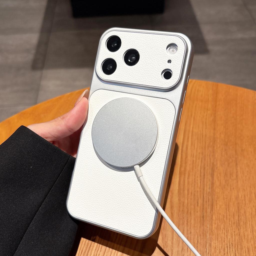 Luxury For Magsafe Lychee Leather Texture Case For iPhone 17 Air 16 15 14 13 12 11 Plus Pro Max Magnetic Matte Protection Cover
