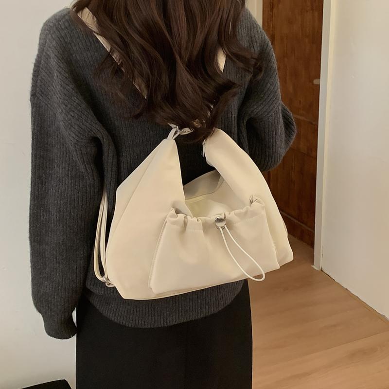 Slouchy Shoulder Bag with Front Pouch Large Capacity Everyday Fashion Tote Bag