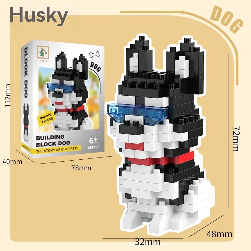 Creative Design 8 Styles Compact Dog Micro Assembling Modules Set Particles Cartoon Animal Model DIY Putting Together Bricks Kids Birthday