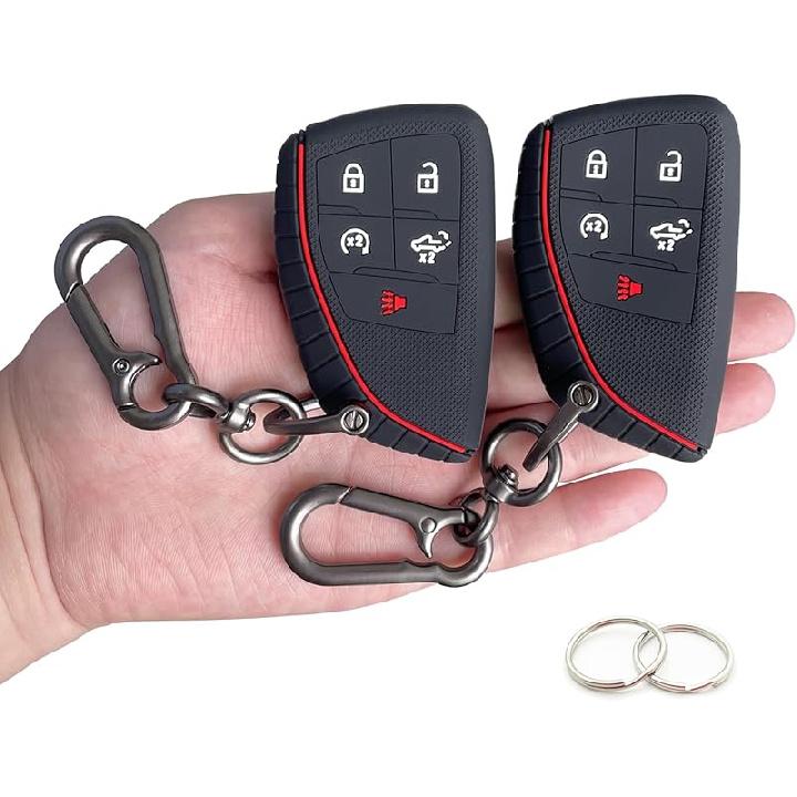 TANDRIVE Key Fob Cover For -2025 2026 Chevy Silverado 1500 GMC Sierra 1500, 2024-2026 Silverado Sierra 2500HD 3500HD, Silicone, 2-Pack, Black