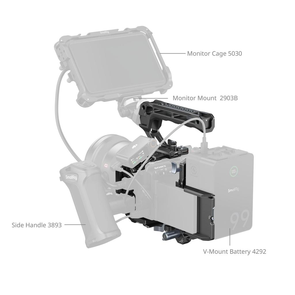 SMALLRIG Camera Cage Kit for Sony Includes Mounting Top FX3/FX30, V-mount Plate, Handle, Etc. (5823)