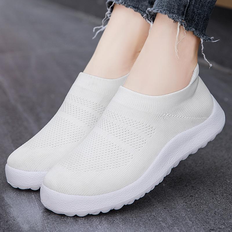 fashion Women Sneakers 2024 New Sports Shoes For Women Breathable Casual Sneaker Lightweight Flat Casual Shoes Zapatillas Mujer White
