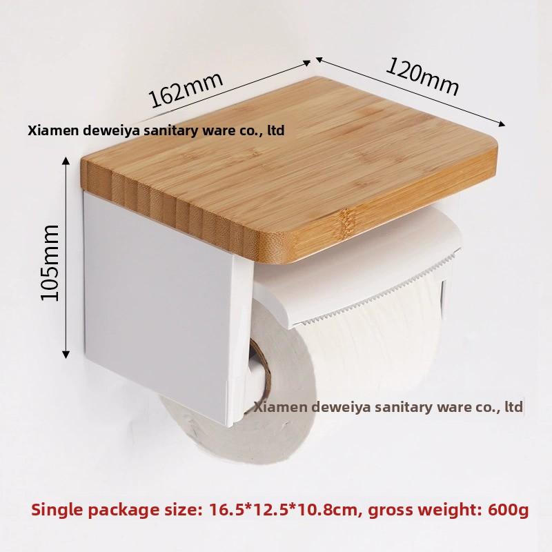Wall-mounted Bamboo Toilet Paper Holder for Bathroom, Elegant Roll Organizer